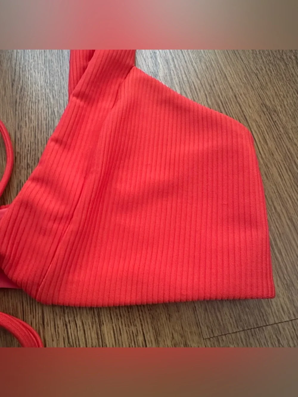 Lovers + Friends Coral Lace-Up Bikini Top unpadded size large ribbed summer - Picture 3 of 7